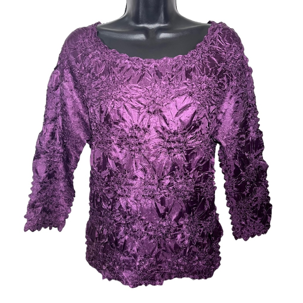 Origami Magic Scarf Dark Purple Quarter Sleeve Artist Inspired Top